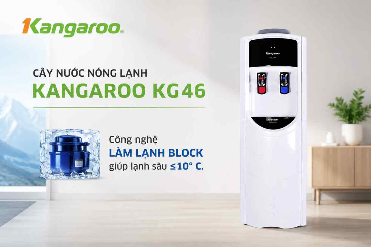 Cây nước nóng lạnh Kangaroo KG46 làm lạnh bằng Block bền bỉ lạnh nhanh lạnh sâu